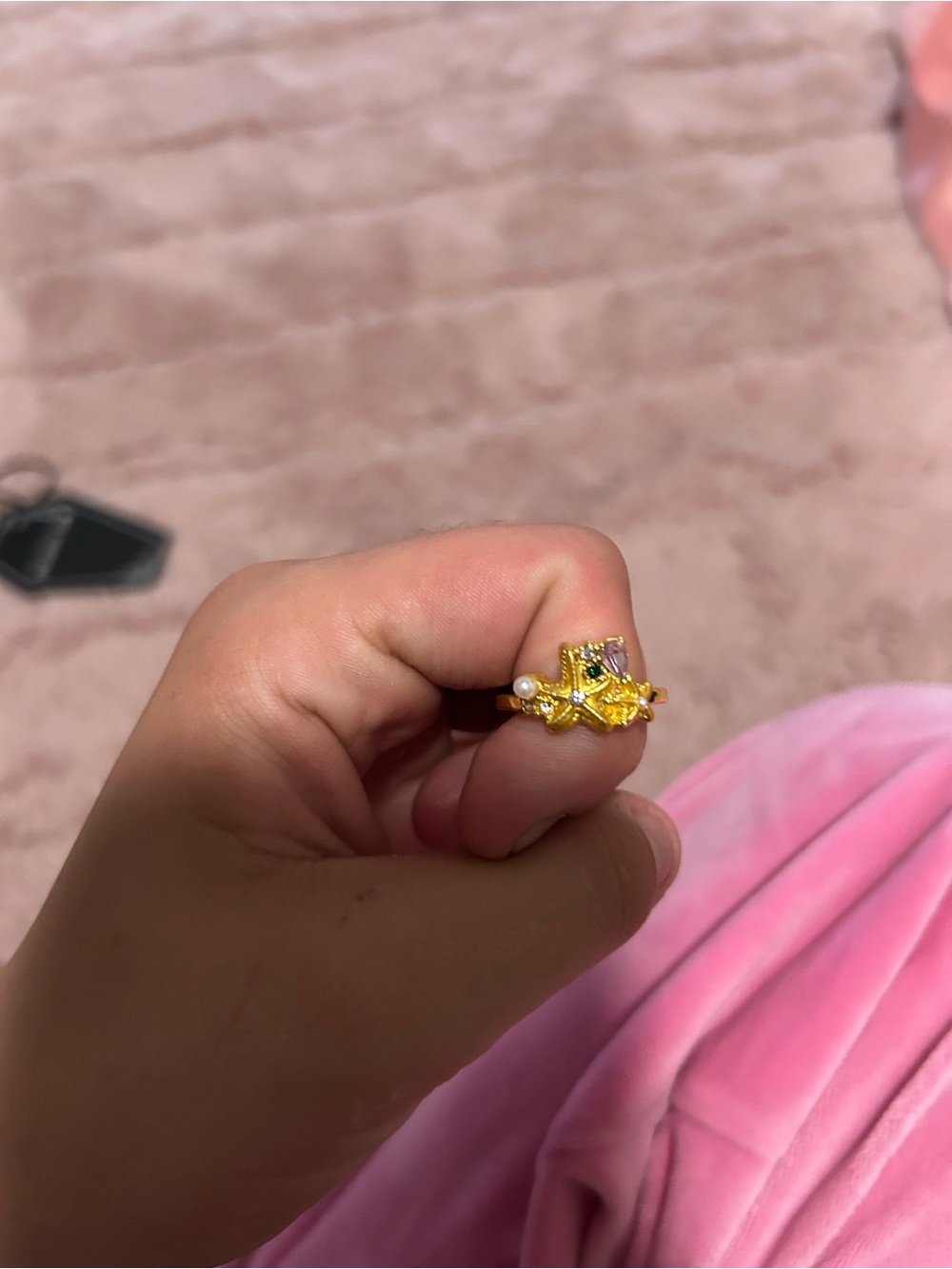 Gold Flower Pearl Accent Ring - Women Jewelry